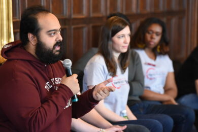 CAPP students speaking on panel at Harris event